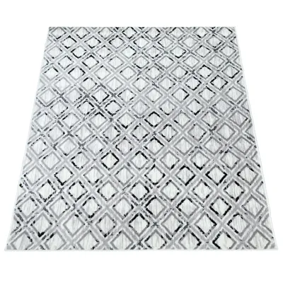 Image de Tapis de salon à poils courts Motifs circulaires et bordures marocains Modernes Dimensions 60 x 100 cm