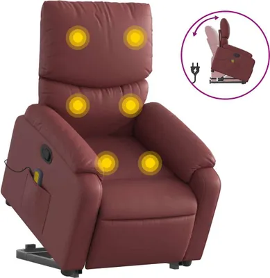 Produktbild von vidaXL Massagesessel mit Aufstehhilfe Weinrot Kunstleder