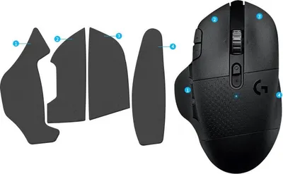 Obrázek produktu pro INF Vylepšené protiskluzové nálepky na myš pro Logitech G604 - Tmavě šedá