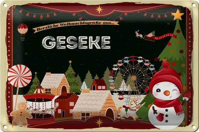Produktbild von Blechschild Weihnachten Grüße aus GESEKE 40x30cm