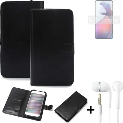 Produktbild von K-S-Trade Wallet Case Handyhülle kompatibel mit Motorola S30 Pro Schutzhülle Flip cover Flipstyle Tasche Hülle Flipcover Slim Bumper schwarz + in