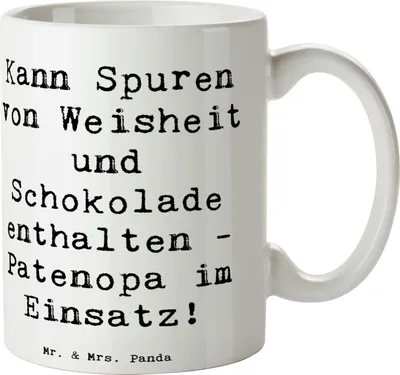 Produktbild von Mr. & Mrs. Panda Tasse Spruch Patenopa und Weisheit - Weiß - Geschenk, Großvater, Kaffeetasse, Pott, Kaffeebecher, Patenschaft, Schokolade, Dankeschön, Familie, Freunde