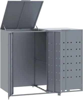 Produktbild von Mülltonnenbox GORILO für 2 Tonnen Grau 138x79x117 cm Stahl | Mülltonnenverkleidung 2er Mülltonnenhaus