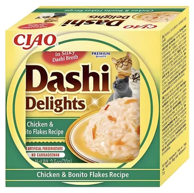 Produktbild von INABA Dashi Delights Chicken with bonito flakes in broth - Katze behandeln - 70g