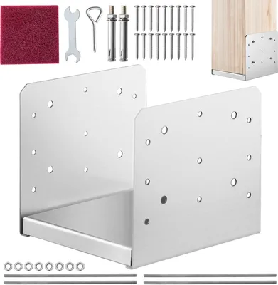Zdjęcie produktu dla Tuleja przykręcana VEVOR 190 x 200 x 180 mm Wspornik słupka U wykonany ze stali nierdzewnej z powłoką natryskową Stopka słupka z prefabrykowanymi otworami na śruby Słupki Idealny do pergoli Balustrady werandy