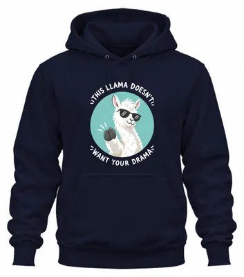 Produktbild von This Llama Doesn't Want Your Drama Alpaca Lustig Alpaka Hoodie Kapuzenpullover, Navy, M