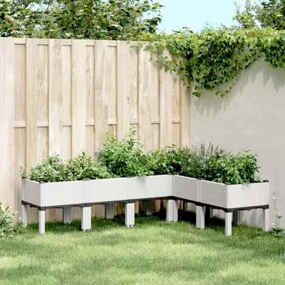 Produktbild von Design Pflanzkasten mit Beinen Weiß 160x120x42 cm PP, Gabionen 2024 Neu