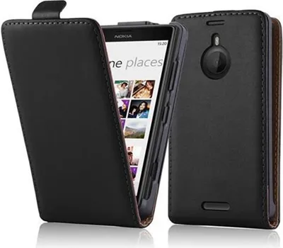 Produktbild von Cadorabo Hülle für Nokia Lumia 1520 Schutzhülle in Schwarz Flip Handyhülle Case Cover Etui Kunstleder