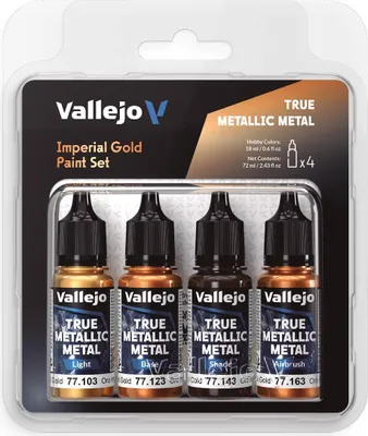 Produktbild von Vallejo True Metallic Metal Set Imperial Gold 4 Flaschen
