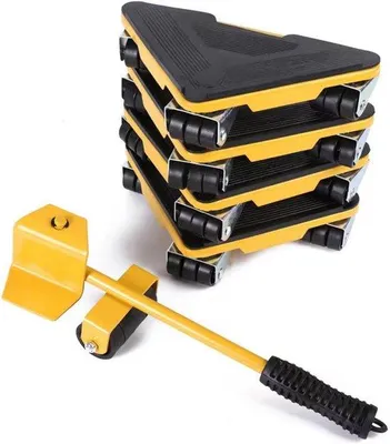 Produktbild von Transportset für schwere Gegenstände - Transportieren von Lasten bis 200 kg - 4 Stücke - Gelb