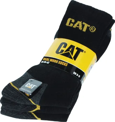 Produktbild von Caterpillar 3 Paar Socken / Arbeitssocken Verstärkte Spitze Ferse Baumwolle Schwarz43-46