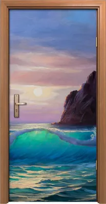Produktbild von Türposter 90x200 cm Türaufkleber Türtapete Türfolie Klebefolie Malerei Wellen Meer Berg