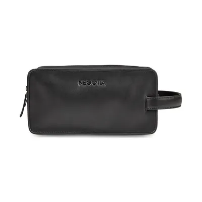 Produktbild von Negotia Caldre Leder Kulturbeutel Schwarz – Necessaire, Waschtasche, Echtleder Reise-Kulturtasche