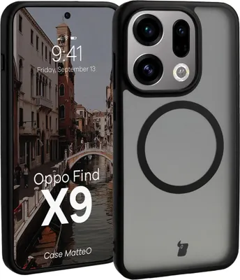 Produktbild von Handyhülle mit Magnetring für Oppo Find X9, Bizon Case MatteO, Getönt-Schwarz