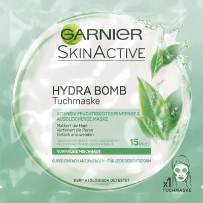 Produktbild von Garnier SkinActive Hydra Bomb Cloth Mask for Normal and Combination Skin Intensive Moisturising and Balancing Mask 5 x 32g