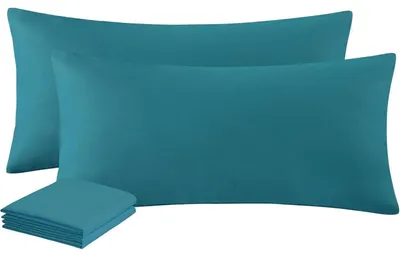 Productafbeelding van Kussensloop, 40x80 cm, set van 2, turquoise, microvezel, met rits, gecertificeerd, kreukvrij