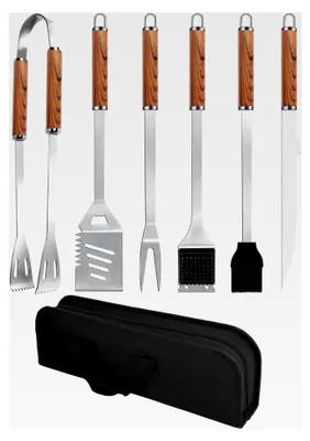 Produktbild von Grillbesteck Set, 6-teiliges Edelstahl Grillzubehör mit Tragetasche, umfassendes Grillwerkzeug für das Grillen im Freien, Camping und BBQ