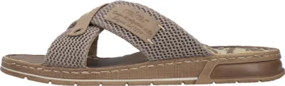 Produktbild von Rieker Herren Pantolette mit weicher Kreuzbandage Netzstoff in Mesh Optik 21239, Größe:42 EU, Farbe:Beige