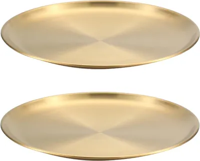 Produktbild von Edelstahlteller, 2er-Set, runde Speiseteller, Metallteller, ideal für Picknick, Camping, bruchsicher