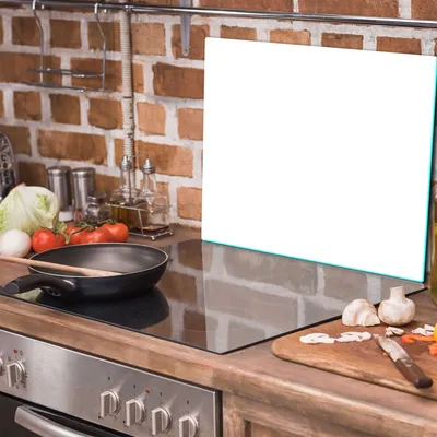Produktbild von Herdabdeckplatten Glaskeramikkochfeld-Abdeckung Spritzschutz Glas 60x52cm Weiß