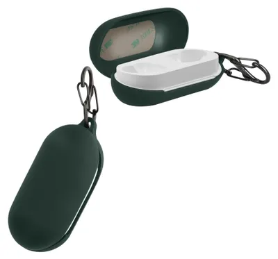 Produktbild von kwmobile Schutzhülle für Sony WF-C500 Hülle - TPU Silikon Case für Kopfhörer Ladecase - stoßfestes Cover mit Karabiner - Dunkelgrün