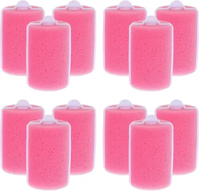 Produktbild von 12 Stück Schwamm Haarwickler Rosa Hitzefreie Lockenwickler aus Weichem Schaumstoff 63x38mm Flexible Styling Haarwickler für Schonendes Selbstgemacht Haarstyling über Nacht