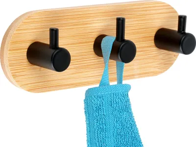 Produktbild von Bambus Haken Metall Selbstklebende Handtuch Rack Bad Tuch