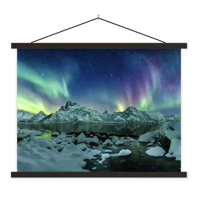 Produktbild von MuchoWow® Textilposter Meer - Eis - Nordlicht - Winter - Natur 150x113 cm mit schwarzem Rahmen - Wohnzimmer