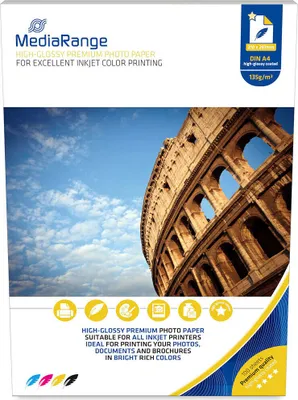 Produktbild von MediaRange Foto Papier hochglänzend A4 135g 100 Blatt