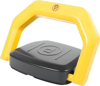 Produktbild von Automatische Parkplatzsperre - Privatparkplatz-Bügel - Funk-Fernbedienung 30 m - 180° Anti-Kollisionsschutz - Warnschild - Legierter Stahl - Batteriebetrieben - Gelb