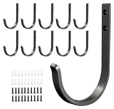 Wandhaken-Set 10er, schwarz, Metall, für Kleidung & Handtücher