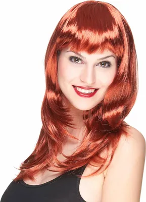 Produktbild von Edle Damen-Perücke mit Pony rot - Einheitsgröße