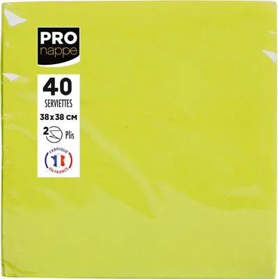 Image de Pronappe 30x 40 serviettes ouate 2 plis 38x38 cm Vert kiwi SV623831I