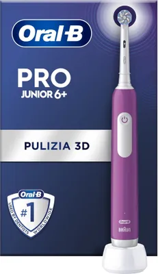 Produktbild von Oral-B PRO Junior 6+ Purple – Elektryczna Szczoteczka do Zębów dla Dzieci, 3 Tryby Czyszczenia, Czujnik Nacisku
