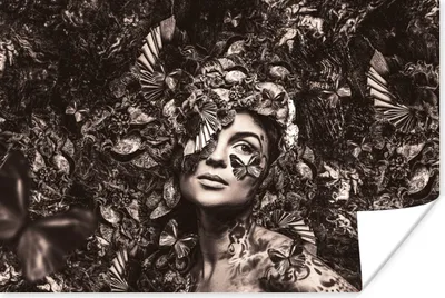 Produktbild von MuchoWow® Poster Frau - Sepia - Luxus 120x80 cm - Bilder