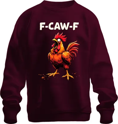 Immagine prodotto di F-CAW-F Scream Rooster Funny Humour Meme Cock Cartoon Gift Unisex Felpa Pullover, Borgogna, XL