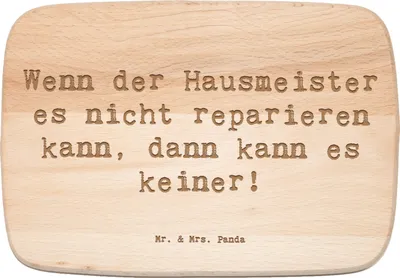 Produktbild von Mr. & Mrs. Panda Schneidebrett Spruch Hausmeister Hilfe - Transparent - Geschenk, Zitat, Humor, Berufsgestaltung, Frühstücksbrett, Techniker, schneidbrett, vesperbrett
