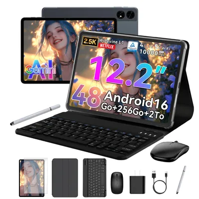 TABWEE T60 12.2" Android 16 Tablet, 36GB(12+24)+256GB/2TB TF, 10000 mAh Akku