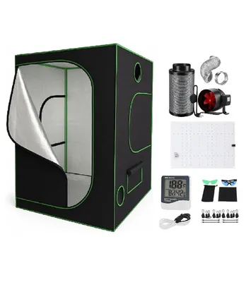 Produktbild von PACKSAUS® HYDRO 600D Growzelt 100x100x200cm Anzucht Komplettset: Umfassendes LED Grow Tent Kit, inkl. Belüftungssatz für den Indoor-Anbau-Gewächshaus