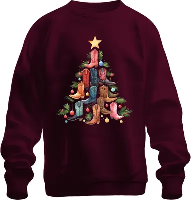 Produktbild von Stiefel Weihnachtsbaum - Weihnachten Weihnachtsgeschenk Christmas Uni Weihnachtspullover, Burgundy, 3XL