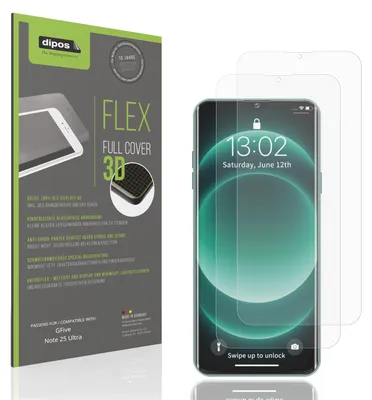 Produktbild von 2x Full Cover Schutzfolie matt für GFive Note 25 Ultra Panzerfolie Anti-Shock