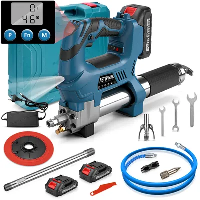 Produktbild von 15000PSI Akku Fettpresse mit 2 Akkus, Mengenzähler Zyklische Dosierung LED-Licht, 2 Befüllarten. Schmierpressen Kartuschenpistole Für Lager, Maschinen