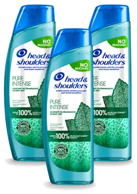 Productafbeelding van 3 x Head & Shoulders Anti-roos Shampoo Pure Intense - 250 ml - Voordeelverpakking - 3 stuks