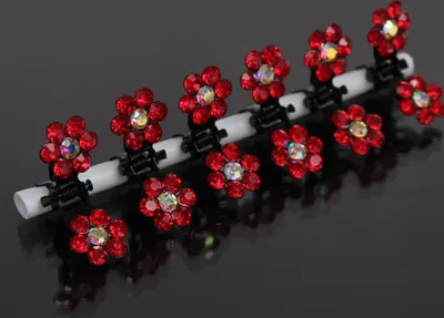 Produktbild von Mini Haarklammern Strass Haarkneifer rot 6 Stück