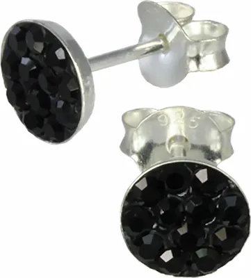 Produktbild von SilberDream schwarz Ohrringe Rund Zirkonia Damen 925 Silber Ohrstecker GSO252S