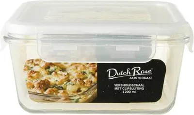 Produktbild von Dutch Rose Frischfutternapf aus Glas, quadratisch, 1200 ml, weiß