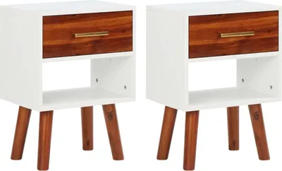 Produktbild von Nachttisch 2 Stk. Akazienholz Massiv 40x30x57 cm