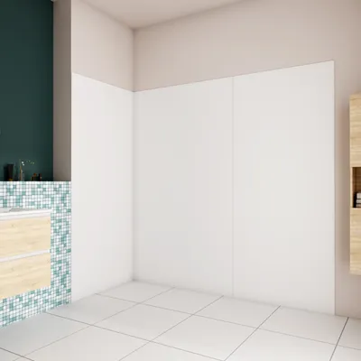 Produktbild von 80x90x100cm Stein Weiß PE-Aluminiumpaneele Duschelement Duschwandplatte Barrierefrei Duschrückwand