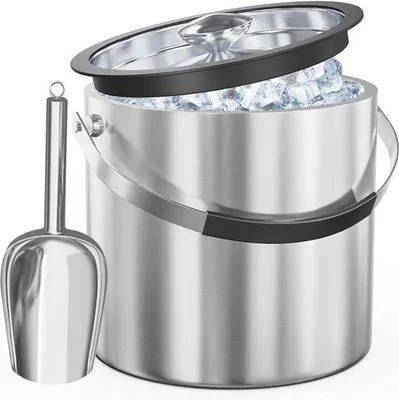Produktbild von Isolierter 3,2L Eimer mit Deckel, Edelstahl, doppelwandig, für Cocktails und Feiern