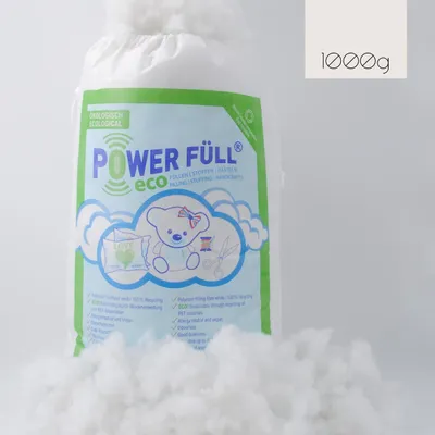 Produktbild von Power Füll® eco weiß | 1kg Nachhaltige Füllwatte | Spielzeugnorm | Waschbar bis 40°C | Bastelwatte | Kissenfüllung | Stopfmaterial